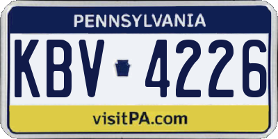 PA license plate KBV4226