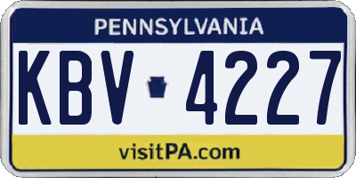 PA license plate KBV4227