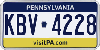 PA license plate KBV4228