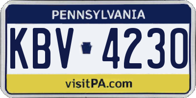 PA license plate KBV4230