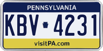 PA license plate KBV4231
