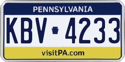 PA license plate KBV4233