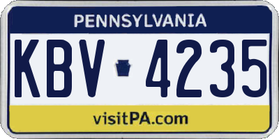 PA license plate KBV4235