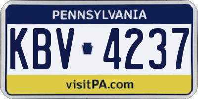 PA license plate KBV4237