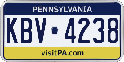 PA license plate KBV4238