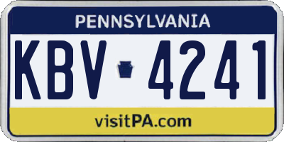 PA license plate KBV4241