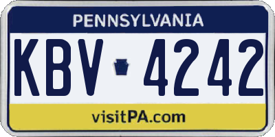 PA license plate KBV4242