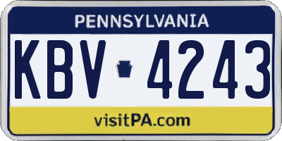 PA license plate KBV4243