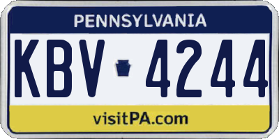 PA license plate KBV4244