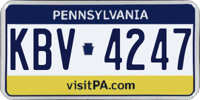 PA license plate KBV4247