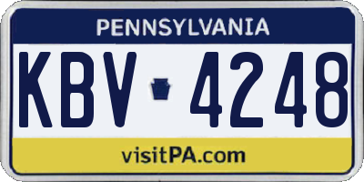 PA license plate KBV4248