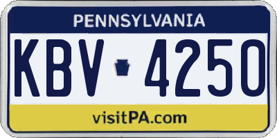 PA license plate KBV4250