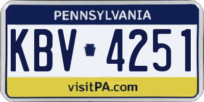 PA license plate KBV4251