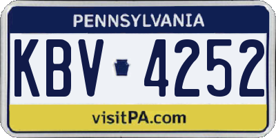 PA license plate KBV4252