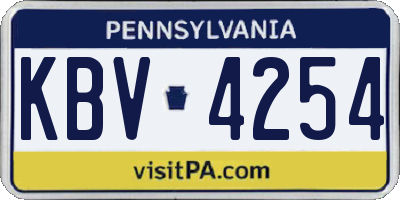 PA license plate KBV4254