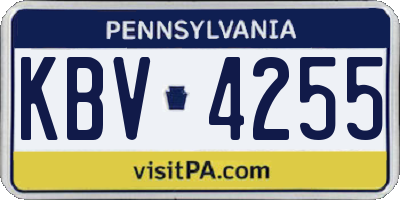 PA license plate KBV4255