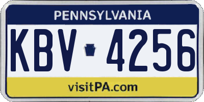 PA license plate KBV4256
