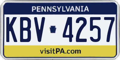 PA license plate KBV4257