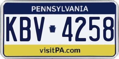 PA license plate KBV4258