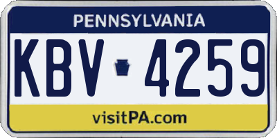 PA license plate KBV4259