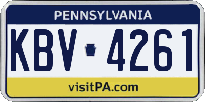 PA license plate KBV4261