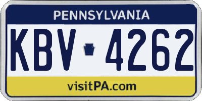 PA license plate KBV4262