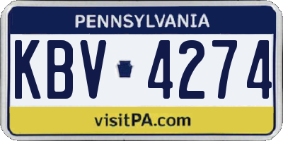 PA license plate KBV4274