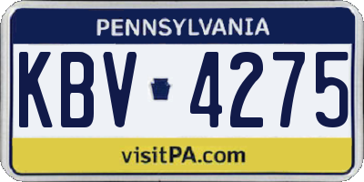 PA license plate KBV4275