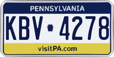PA license plate KBV4278