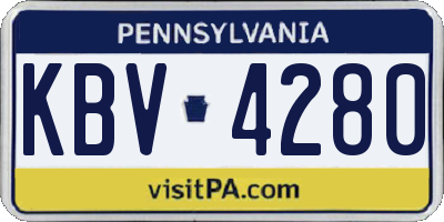 PA license plate KBV4280