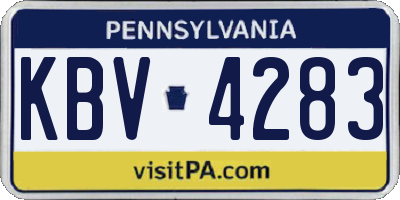 PA license plate KBV4283