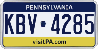 PA license plate KBV4285