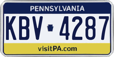 PA license plate KBV4287