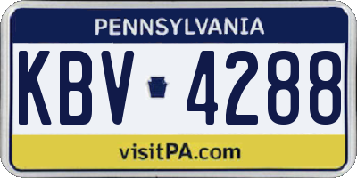 PA license plate KBV4288
