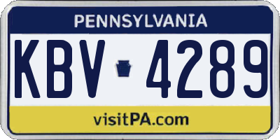 PA license plate KBV4289