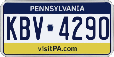 PA license plate KBV4290