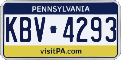 PA license plate KBV4293
