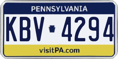 PA license plate KBV4294