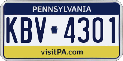 PA license plate KBV4301