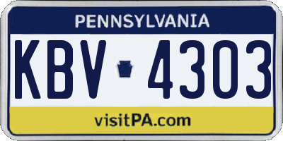 PA license plate KBV4303