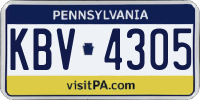 PA license plate KBV4305