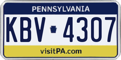 PA license plate KBV4307