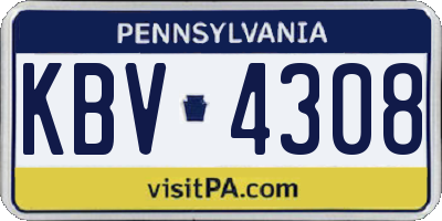 PA license plate KBV4308