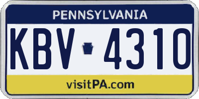 PA license plate KBV4310