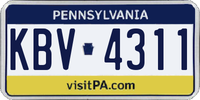 PA license plate KBV4311