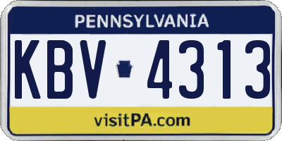 PA license plate KBV4313