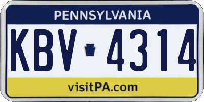 PA license plate KBV4314