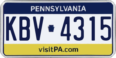 PA license plate KBV4315