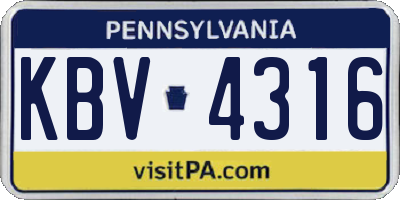PA license plate KBV4316