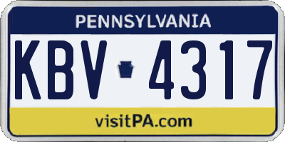 PA license plate KBV4317